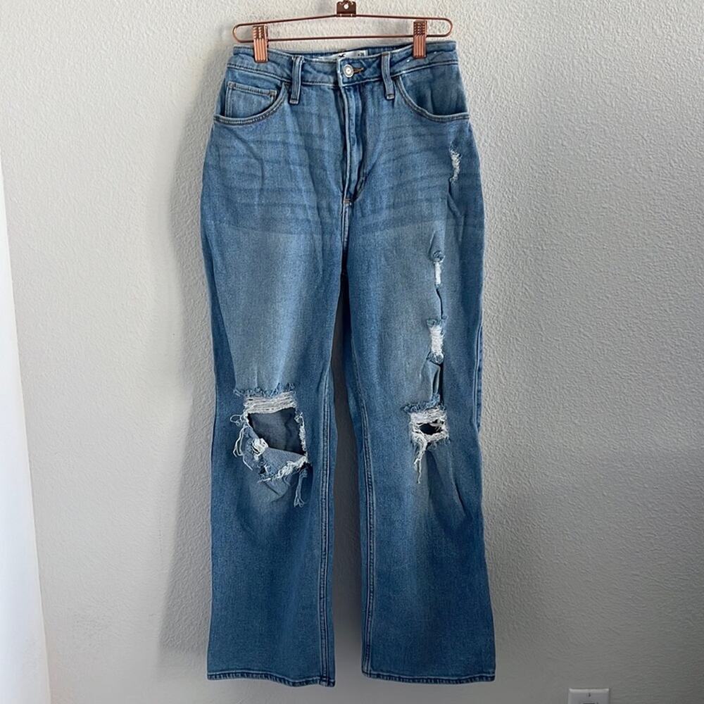 Hollister Curvy High Rise Dad Jean Distressed Jeans Denim 3S W26 L29